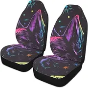 Amooorous Cyber Fluorescent Color Cool Dog Decorative car seat Covers for Trucks Washable SUV seat Covers fundas para acientos de carro Set of 2