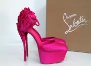 New sz 8 / 38.5 Christian Louboutin Maria Frou Pink Satin Platform Pump Shoes