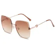G27 Rimless Cut Edge Sunglasses Large Frame Gradient Color Glasses Women