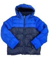 Tommy Hilfiger Men's Puffer Jacket Blue Logo Wind & Water Resistant Coat Large