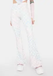 Fade The Rainbow Checkered Flare Pants