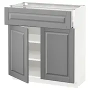 METOD / MAXIMERA base cabinet with drawer/2 doors, white/Bodbyn grey, 80x37x80 cm