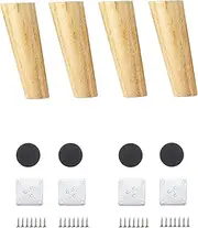 Round Solid Wood Furniture Legs Sofa Replacement Legs Perfect for Mid-Century Modern/Great IKEA hack for Sofa, Couch, Bed, Coffee Table (6 Inches,Set of 4, Original Wood Color)
