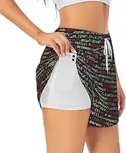 [JBYJBX] Programmer Programming Code Print Shorts Athletic Running Women's Workout Pockets Gym Quick-Dry Sport Hiking Elastic