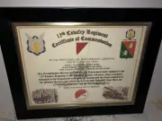 17TH U.S. CAVALRY REGIMENT / COMMEMORATIVE - CERTIFICATE OF COMMENDATION