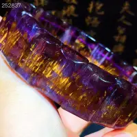 在飛比找Yahoo!奇摩拍賣優惠-E幸運星天然水晶 18m巴西黃金極光23紫鈦晶黃水晶手排 紅