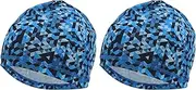 [X AUTOHAUX] Cycling Hat Sweat Wicking Breathable Hard Hat Liner Milk Silk Fabric Ice Feeling Aid Sapphire Blue 24x19cm One Size 2 Pc