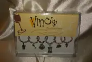 Vino's Wine Glass Charms Wine Items and Cheese Theme New in Box Set of 6
