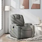 Massage Recliner Chair Dark Grey Fabric, Comfy Reading Chair for Living Room, Lounge, Sala, Reclining Furniture, Space Saving Recliners, Ideal for Small Spaces