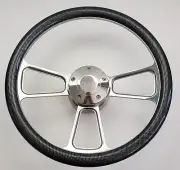 CARBON FIBER Half Wrap 14" BILLET Steering wheel +Adaptor + for JEEP Horn Button
