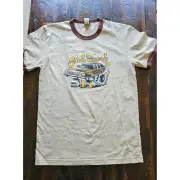 Vintage Paul Frank Mens Ringer Tshirt, Station Wagon, Brown, Small