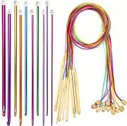 Aluminum Afghan Crochet Hooks, 23Pcs Bamboo Afghan Tunisian Crochet Hooks, Afgha