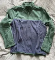 Mens Medium Fleece Quarter Zip Green And Blue J Crew