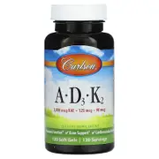 Carlson, A, D3, K2, 120 Softgels