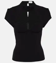 [Magda Butrym] Magda Butrym Floral-appliqué wool-blend top AU 6 black