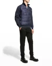 Canada Goose HyBridge Knit Packable Pullover Wool Down Jacket Navy Marine 6894M