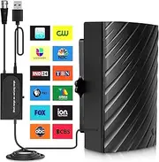 Digital TV Antenna, 360° HD Long 500+ Miles Range TV Antenna,Indoor Outdoor Support 1080p 4K for All Older/Smart TV Built-in 39dB Amplified Signal Booster - with 16.4 ft Coaxial HDTV Cable
