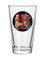 Christmas - Naughty - 16oz Pint Beer Glass Pub Barware Seltzer Cocktail Tea
