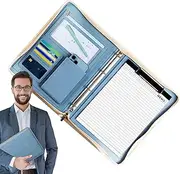 Travel Leather Padfolio Tablet, Business Document Organizer with A4 Notepad, 20.87x13.58 inches Adorable Compact Resume Folder, Legal Binder for Professionals Men and Women
