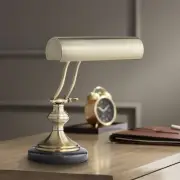Piano Banker Desk Lamp Marble Base Antique Brass Shade for Office Table