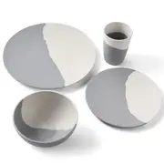 Grey White Bamboo Fibre 4Pcs Or 8Pcs Tableware Set Dinnerware Dinner Sets