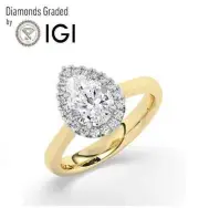 Pear Solitaire Labgrown Diamond Engagement Ring 14k Yellow Gold 2.25 Ct F VS1