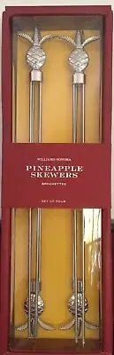Williams Sonoma Set of 4 Stainless Steel Pineapple Double Tined Skewers 15”