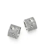 Roberto Coin 18K White Gold Pois Moi Luna Pave Diamond Hoop Earrings