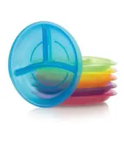 Nuby Feeding Section Plate - Fun & Colorful - Durable & Easy To Clean - Travel