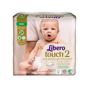 Libero麗貝樂 Touch 黏貼型嬰兒紙尿褲/尿布 2號(NB2 32片/包購)