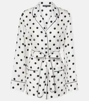[Dolce & Gabbana] Dolce & Gabbana Polka-dot silk twill pajama shirt AU 16 white