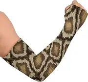 [Quteprint] Snake Animal Print Pattern Arm Sleeves for Women Men, Farmers Gardening Sleeves Cut Resistant UV Sun Protection Cooling Sport Sleeves Arm Guards Sleeves for with Thumb Hole, 1 Pair, Multi
