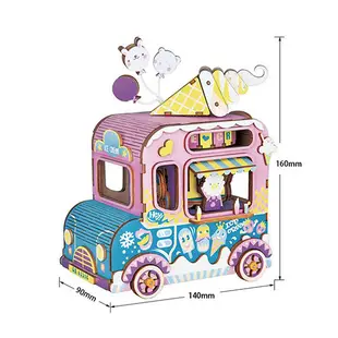 若態若來 冰淇淋車 音樂盒 八音盒 木製模型 手工拼裝 DIY小屋 拼裝 拼圖 房子模型 Robotime Rolife