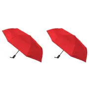 2x Clifton UPF50+ Auto Open Smooth Folding Windproof Umbrella Sun Shade Red