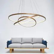 3-Light LED Pendant Light 80/60/40cm Circle Matte Brushed Design Gold Aluminum Painted Finishes Modern Dining Living Room Lights ONLY DIMMABLE WITH REMOTE CONT