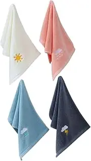 SAFIGLE 4 Pcs Long Staple Cotton Towels Gentle Washcloths for Bath Face Multi Purpose Saliva Towels for Newborns Burp Cloths