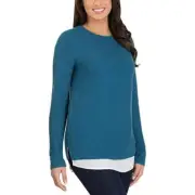 Hilary Radley Ladies 2fer Sweater Blue Heather
