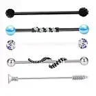 5Pcs Industrial Barbell Earrings, Industrial Piercing Bar Stylish