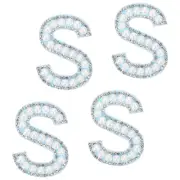 10 Pcs Iron on Letter Patches, Letter S Rhinestone Alphabet Applique, White/Blue