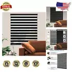 Sophisticated Black Zebra Roller Blinds - 29'' W x 72'' H for Day & Night Usage