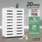 Shoe Cabinet Shoes Storage Rack Wooden Organiser Cupboard 2 Doors 20 Pairs White
