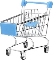 CORHAD Mini Metal Miniature Shopping Cart for Pets Sky Blue for Organization and Playtime Fun Construction Present Basket