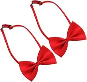 [ROMANSENTIAL] 2pcs Bow Tie Pins Ribbon Bows Tuxedo Ties for Men Pre Tied Tie Costume Tie Polyester Red