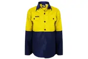 Workcraft Kids Hi-vis Cotton Shirt WSK127 - Yellow/Navy