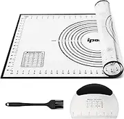 3PCS Premium Baking Mat Set, 66x40cm Non-Stick Silicone Baking Sheets with Dough Scraper & Pastry Brush | Extra Thick for Cookies, Bread, Pastries | Measurement Markings, Heat-Resistant, Black