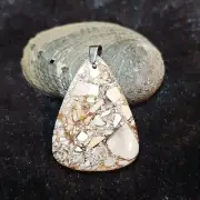 TNT: Brecciated Australian Mookaite Jasper Teardrop Stone Cabochon Pendant OOAK!
