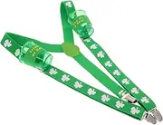 [JEWEDECO] Lucky Three Leaf Mens Suspenders Patricks Day Adult Suspenders Green Belt