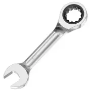 11/16 Inch Anti-slip Stubby Ratcheting Combination Wrench SAE 72 Teeth 12 Poi...