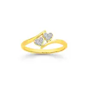 9ct Gold Diamond Double Heart Ring