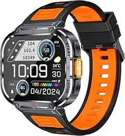 Loluka Big Screen Smart Watch for Men, 2.0'' HD Military Smartwatch with LED Flashlight 5ATM Waterproof Rugged Tactical Fitness Tracker (Answer/Make Calls)